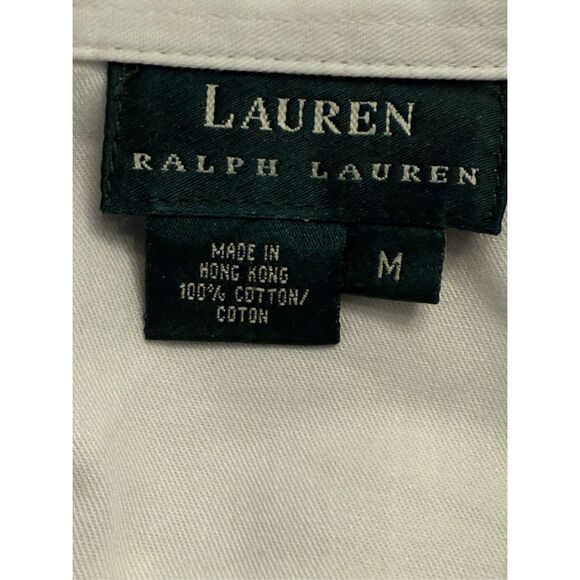 Lauren Ralph Lauren Camp Safari Shirt White Sz. M Button Front Pockets Epilets - Picture 8 of 10